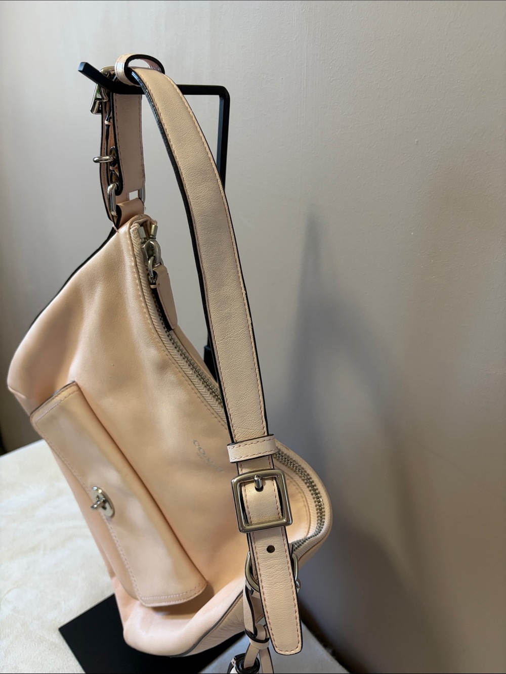 Coach Soft Pebbled Leather Shoulder Bag in Blush Pink - Picture 9 of 16